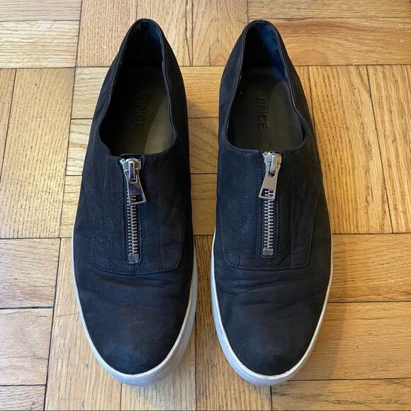 Vince Warner Zip Platform Black Suede Sneaker Women's 8US - Picture 3 of 13